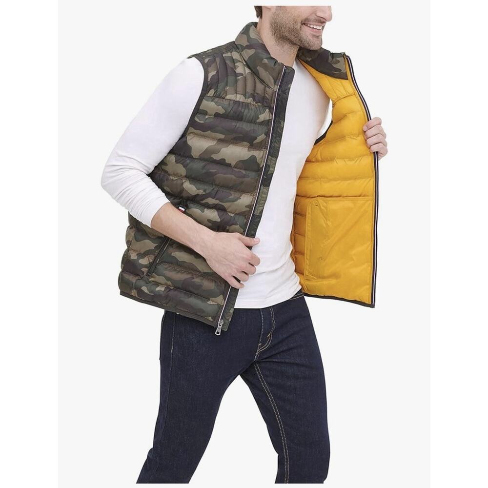 Tommy Hilfiger Lightweight Vest Mens Large Camo Puffer Quilted Full Zip